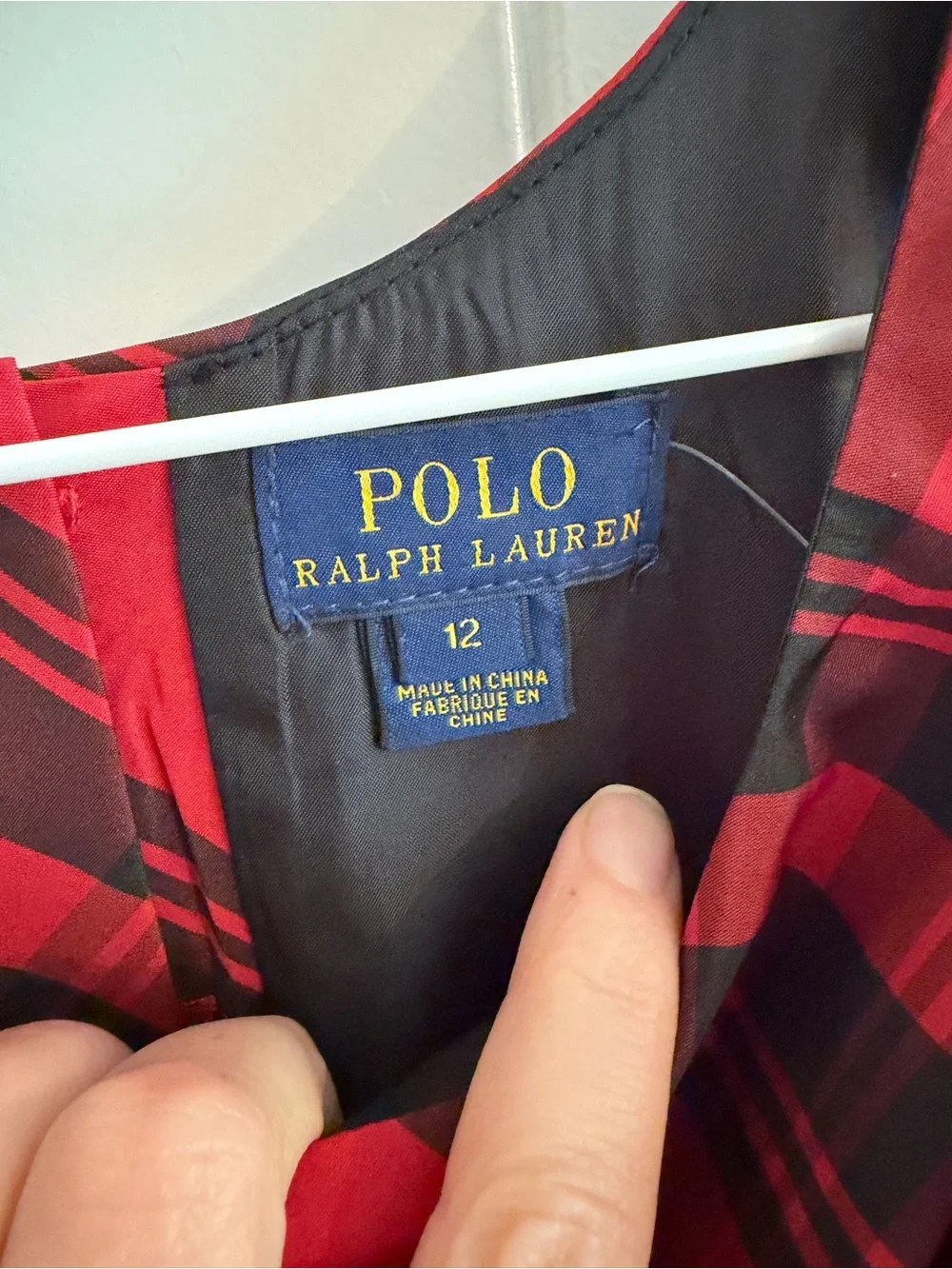 NWT Girls' Polo Red black Plaid Sleeveless Party Dress size 12 Formal